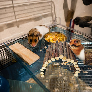 Pet Wooden Bridge Climbing Toy Hide Tunnel Toy House Accessories for Hamster Chinchilla Rabbit Παιχνίδια για κατοικίδια ζώα ινδικά χοιρίδια