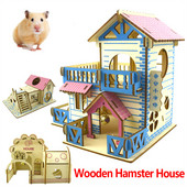 Hamster House Assembled Solid Wood Διώροφη μονοκατοικία βίλα Μικρό κατοικίδιο για αναρρίχηση σκάλες παιχνίδι αξεσουάρ χάμστερ