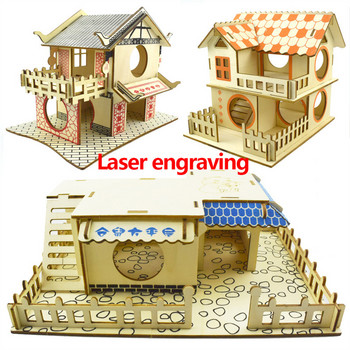 Hamster House Assembled Solid Wood Διώροφη μονοκατοικία βίλα Μικρό κατοικίδιο για αναρρίχηση σκάλες παιχνίδι αξεσουάρ χάμστερ