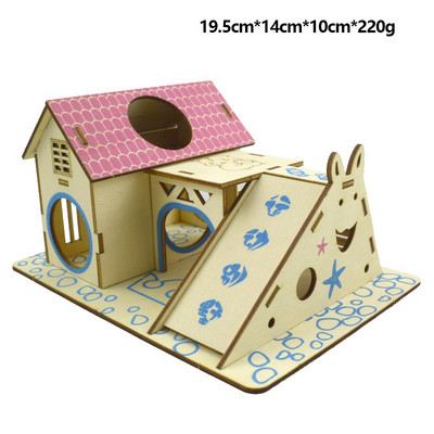 Hamster House Assembled Solid Wood Διώροφη μονοκατοικία βίλα Μικρό κατοικίδιο για αναρρίχηση σκάλες παιχνίδι αξεσουάρ χάμστερ
