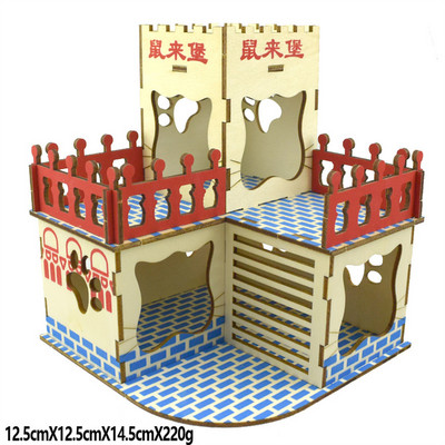 Hamster House Assembled Solid Wood Διώροφη μονοκατοικία βίλα Μικρό κατοικίδιο για αναρρίχηση σκάλες παιχνίδι αξεσουάρ χάμστερ