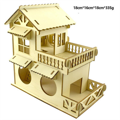 Hamster House Assembled Solid Wood Διώροφη μονοκατοικία βίλα Μικρό κατοικίδιο για αναρρίχηση σκάλες παιχνίδι αξεσουάρ χάμστερ
