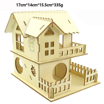 Hamster House Assembled Solid Wood Διώροφη μονοκατοικία βίλα Μικρό κατοικίδιο για αναρρίχηση σκάλες παιχνίδι αξεσουάρ χάμστερ