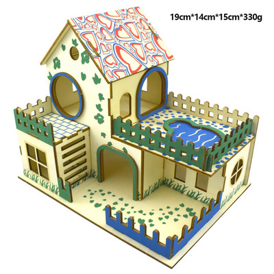Hamster House Assembled Solid Wood Διώροφη μονοκατοικία βίλα Μικρό κατοικίδιο για αναρρίχηση σκάλες παιχνίδι αξεσουάρ χάμστερ