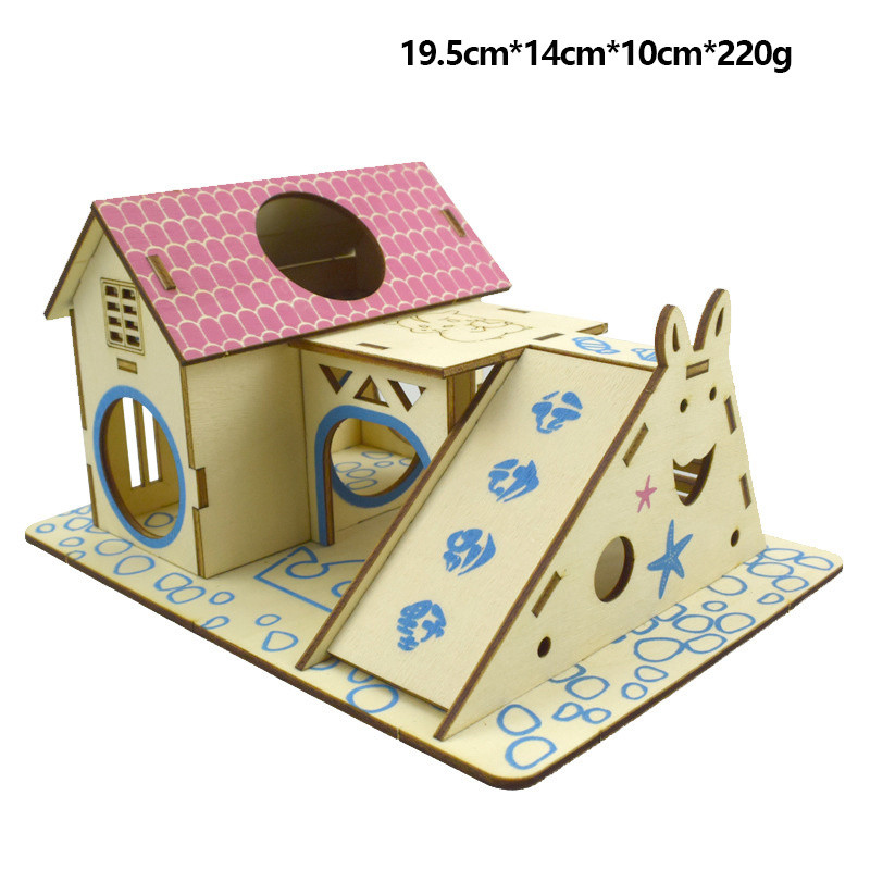 Hamster House Assembled Solid Wood Διώροφη μονοκατοικία βίλα Μικρό κατοικίδιο για αναρρίχηση σκάλες παιχνίδι αξεσουάρ χάμστερ