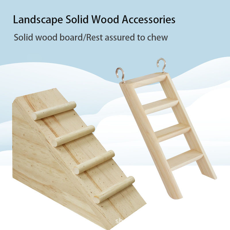 Jucărie pentru cățărare pentru hamsteri Scară din lemn pentru animale mici de companie Accesorii pentru cuști pentru animale de companie Jucării pentru exerciții pentru hamsteri naturale Accesorii pentru cobai