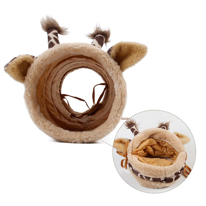 Tunel pliabil de jucărie, imprimare cu girafe, tunel de ascunzătoare pentru animale de companie, pentru cobai, hamsteri, șobolani, șoareci