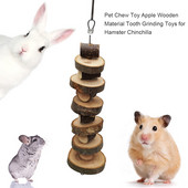 Jucărie de mestecat pentru animale de companie Apple Houten Material Tand Slijpen Speelgoed Voor Hamster Chinchilla Konijn Kleine Dieren Huisdier Kooi Hanger