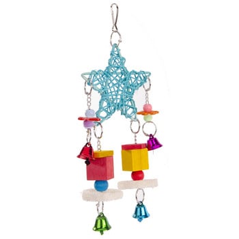 Bird Chewing Toy Parrots Swing Toy Funny Interactive Star Parrot Hanging Toy Bird Blocks Toy with Bell for Bird Supplies