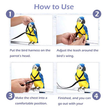 Εκπαίδευση Flying Traction Rope Anti-Bite Training Rope Bird Leash Parrot Flying Rope Parrot Harness Bird Harness Leash