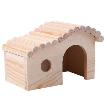 Клетка за играчки за хамстер Къща за гнезда Без мирис Нетоксична дървена колиба и замък Площадка за малки животни Дъвчете за хамстер