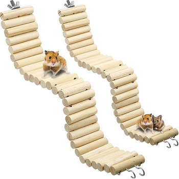 Ladder Pet Hamster Hook Ξύλινο παιχνίδι σκάλας Ξύλινο παιχνίδι σκάλας γέφυρα χάμστερ Αρουραίος μικρό ζώο μασώντας διασκεδαστικά κατοικίδια Ξύλινα αξεσουάρ