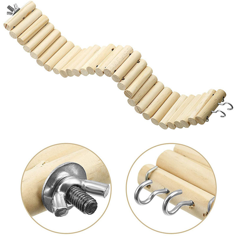 Scară cârlig pentru hamster pentru animale de companie Scară din lemn jucărie scară din lemn pod hamster șobolan animal mic mestecat agățat distracție accesorii din lemn pentru animale de companie