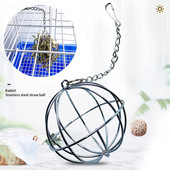 Roostevabast terasest ümmargune sfääriline söödaväljastusharjutus Rippuv heinapall merisea hamster jänes galvaniseeriv rohupalliga lemmiklooma mänguasi