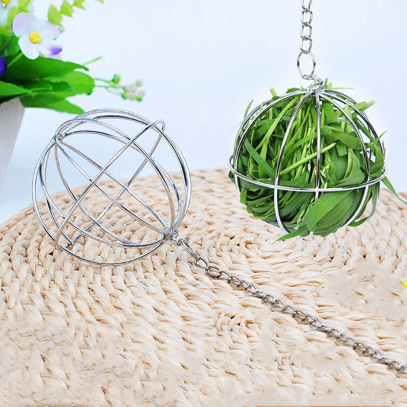 Roostevabast terasest ümmargune sfääriline söödaväljastusharjutus Rippuv heinapall merisea hamster jänes galvaniseeriv rohupalliga lemmiklooma mänguasi