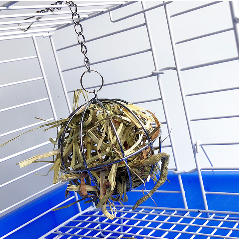 Roostevabast terasest ümmargune sfääriline söödaväljastusharjutus Rippuv heinapall merisea hamster jänes galvaniseeriv rohupalliga lemmiklooma mänguasi