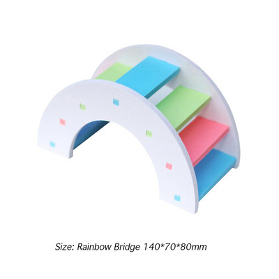 Hamster drăguț Jucării colorate cu scară Animale mici Cățărat din lemn Curcubeu Pod Jucărie Accesorii pentru animale de companie 14 X 7 X 8 cm/5,51 X 2,76 X 3,15