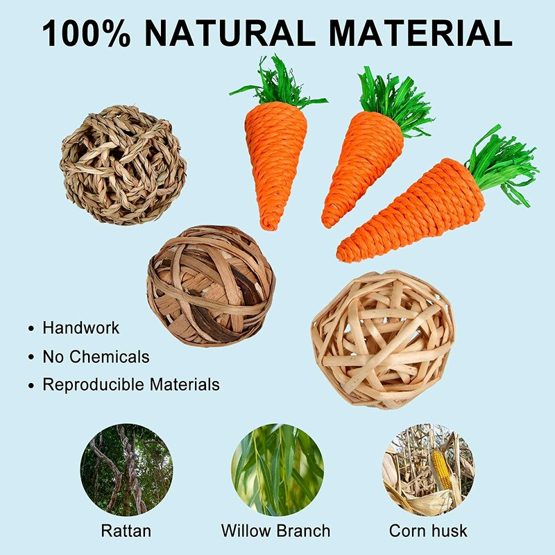 Maži naminių gyvūnėlių veiklos žaislai, triušių dantų kramtymo žaislai, graužikų kramtomieji kamuoliukai, jūrų kiaulytės, šinšilos, triušiai, pramogų priedai