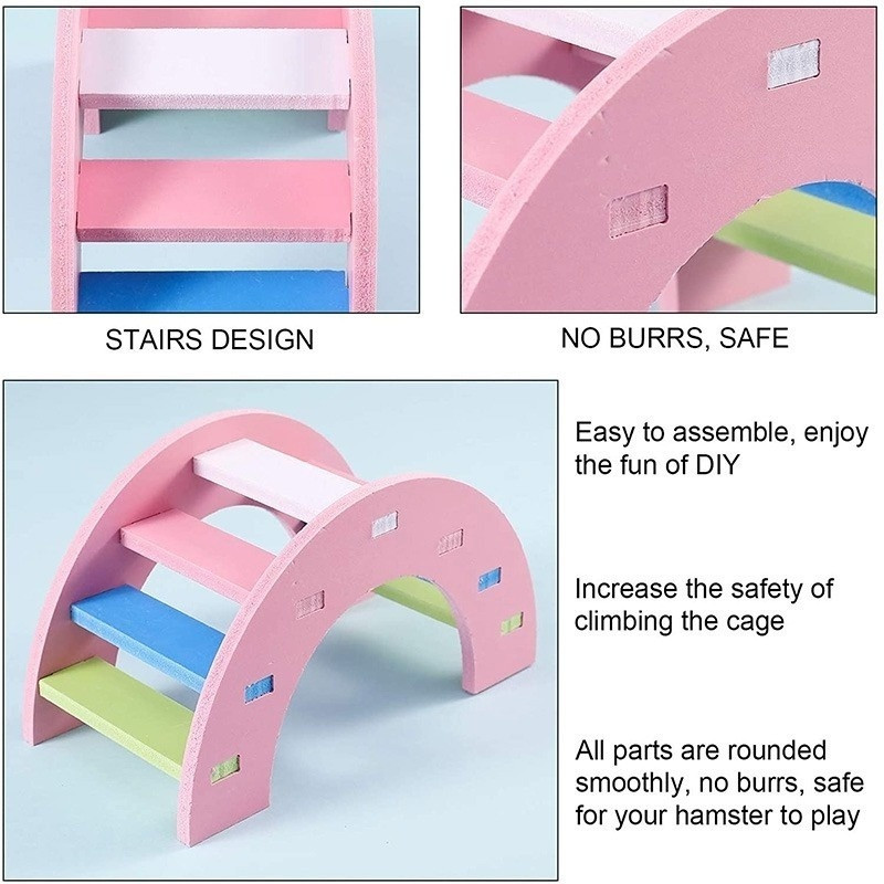 Hörcsög játékok Aranyos hörcsög tornajáték fából készült szivárványhíd libikóka hinta játékok kisállat tevékenységek mászó játék ketrec kiegészítők