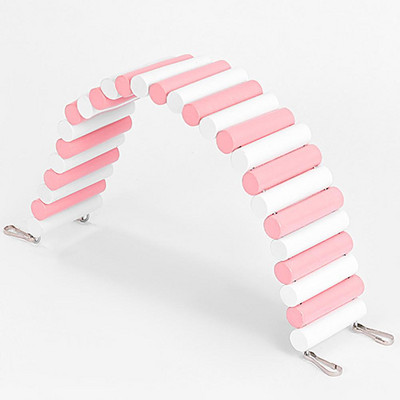 Χάμστερ πολύχρωμη σκάλα γυμναστικής υψηλής αντοχής Φυσικά ξύλινα παιχνίδια αναρρίχησης Προμήθειες για κατοικίδια με 2 γάντζους στερέωσης 6x40cm