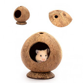 Kookospähkli koorega keskkonnasõbralik hamstri peidumaja Lemmiklooma närimismänguasi Mängib mänguasi Roti peidumaja Tallikonstruktsioon Lemmikloomatarbed