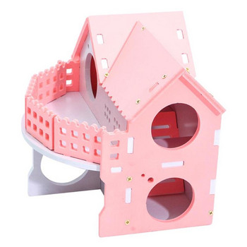 Χαριτωμένα κλουβιά μικρών ζώων Σπίτι με χάμστερ για κουνέλι με διπλή στρώση Skateboard με περιστρεφόμενο τροχό χάμστερ Gerbil ποντίκι Pet Cage House