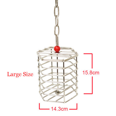 CAITEC Jucării pentru păsări Cușcă multifuncțională din oțel inoxidabil pentru papagali Dispozitiv de hrănire pentru papagali Recipient pentru hrana pentru păsări