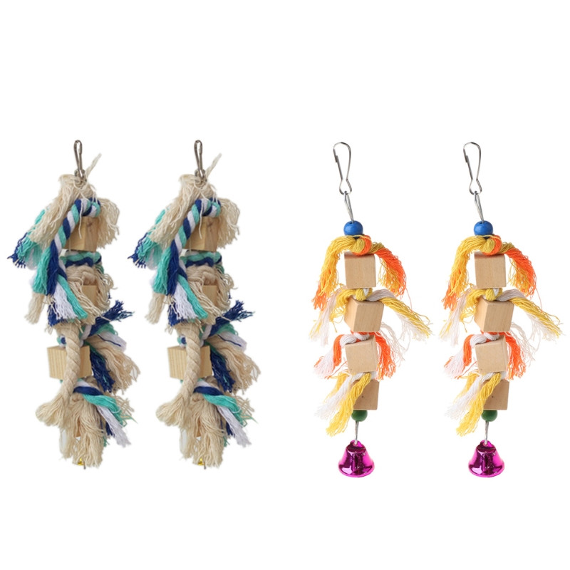 2 buc. Blocuri de jucărie de mestecat papagal, frânghie, șuvițe cu noduri, mușcătură din dinți, leagăn cușcă pentru păsări de dragoste Cintez