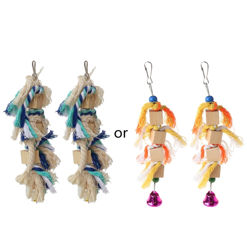 2 buc. Blocuri de jucărie de mestecat papagal, frânghie, șuvițe cu noduri, mușcătură din dinți, leagăn cușcă pentru păsări de dragoste Cintez