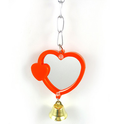 Păsări Papagal Oglindă Bite Bell Jucării oglindă în formă de inimă/oglindă rotundă Macaw Papagal agățat Jucării de mestecat Accesorii pentru animale de companie Culoare aleatorie