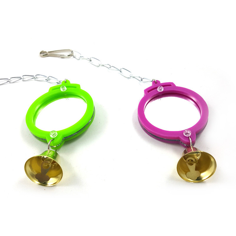 Păsări Papagal Oglindă Bite Bell Jucării oglindă în formă de inimă/oglindă rotundă Macaw Papagal agățat Jucării de mestecat Accesorii pentru animale de companie Culoare aleatorie