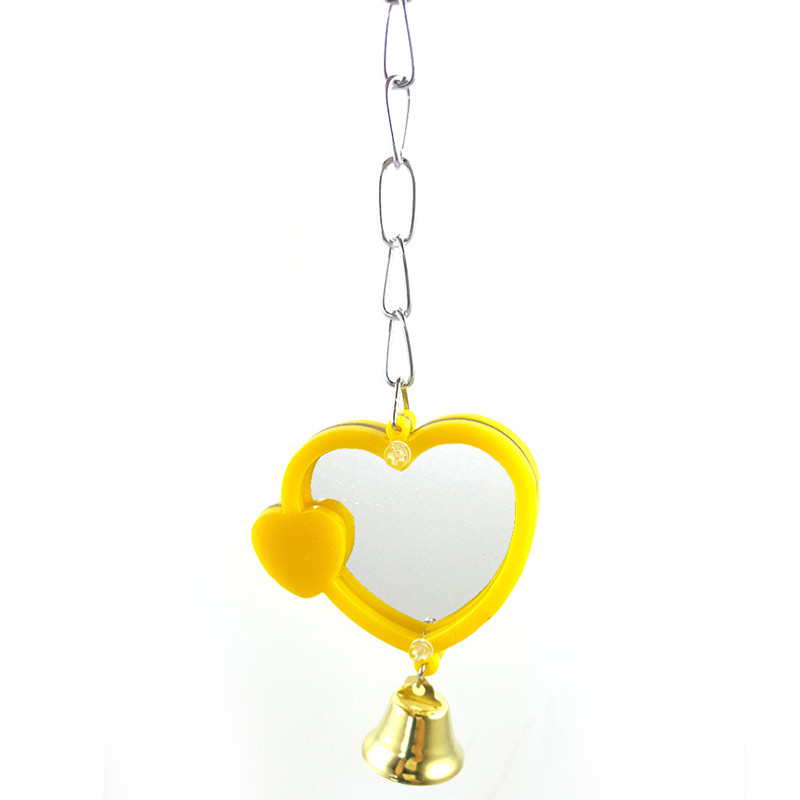 Păsări Papagal Oglindă Bite Bell Jucării oglindă în formă de inimă/oglindă rotundă Macaw Papagal agățat Jucării de mestecat Accesorii pentru animale de companie Culoare aleatorie