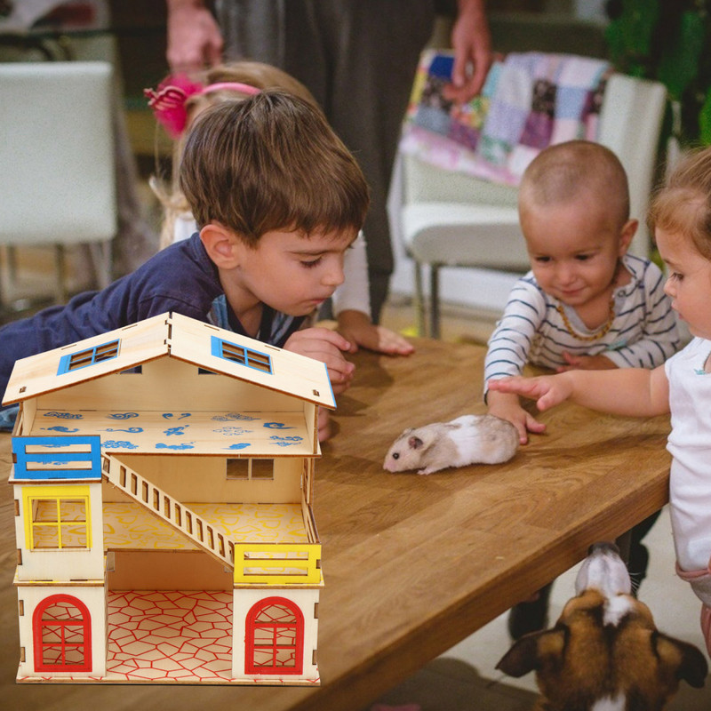 1 set hamster castel hamster casă din lemn scară pentru cățărat hamster joacă castel cameră șobolan cușcă jucărie exercițiu cu scară