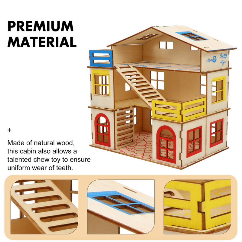1 set hamster castel hamster casă din lemn scară pentru cățărat hamster joacă castel cameră șobolan cușcă jucărie exercițiu cu scară