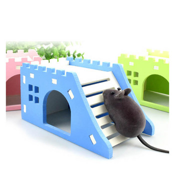 Ξύλινη σκάλα Παιχνίδι για κατοικίδια σκαντζόχοιρος Κάστρο 14,5*7*7 εκ. Καταστρώματος θέασης Pet House Hamster Nest Χάμστερ Σπίτι Προϊόντα για Κατοικίδια 1τμχ