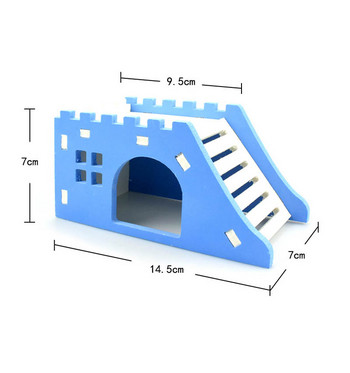 Ξύλινη σκάλα Παιχνίδι για κατοικίδια σκαντζόχοιρος Κάστρο 14,5*7*7 εκ. Καταστρώματος θέασης Pet House Hamster Nest Χάμστερ Σπίτι Προϊόντα για Κατοικίδια 1τμχ