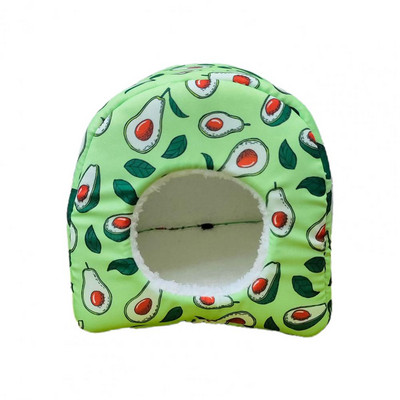 Cuib din bumbac de hamster drăguț, casă de veveriță moale semi-închisă, îngroșată, oferă sentiment de securitate, model de avocado, pat de hamster pentru toamnă
