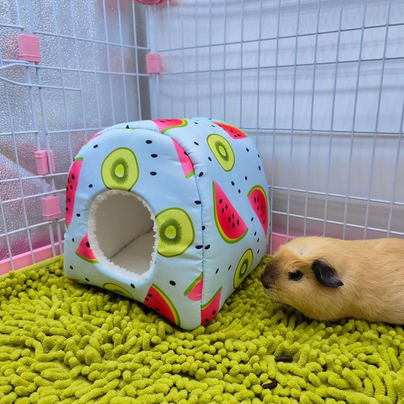 Cuib din bumbac de hamster drăguț, casă de veveriță moale semi-închisă, îngroșată, oferă sentiment de securitate, model de avocado, pat de hamster pentru toamnă