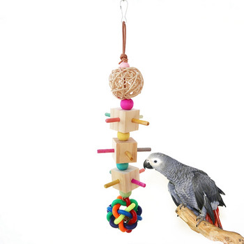 1 PCS Консумативи за папагали Играчки за птици Висящи дървени играчки за хапки Bird Block Rattan Ball Toys For Parrot Bird Molar Toys