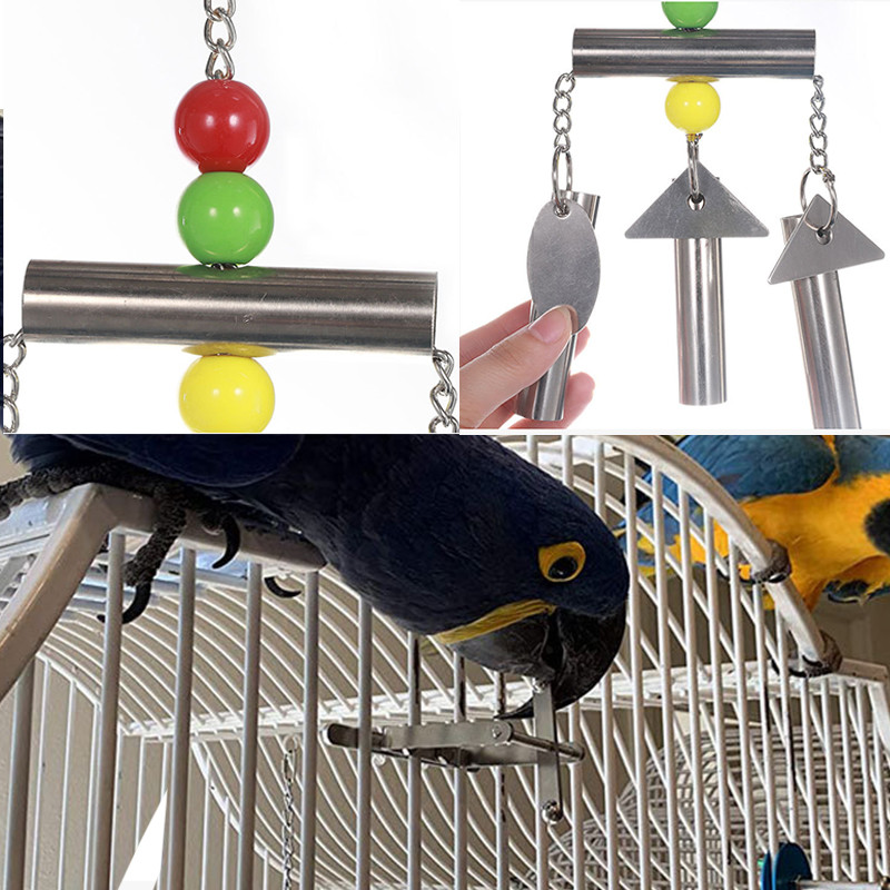 2021 Jucărie cu papagal Leagăn din oțel inoxidabil Suport de joacă pentru pasăre Jucării de mestecat pentru mușcături Accesorii pentru animale de companie Decor pentru cuști Accesorii pentru păsări