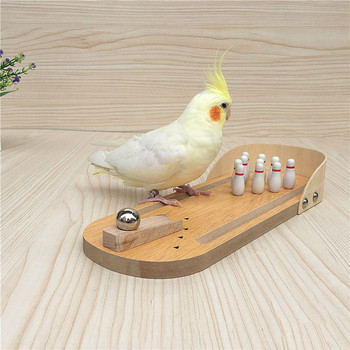 Parrot Bird Toy Ξύλινο Μίνι Επιτραπέζιο Μπόουλινγκ Parakeet Intelligence Εκπαιδευτικό Παιχνίδι Εκπαίδευση για Παιχνίδια για Μικρά Πουλιά