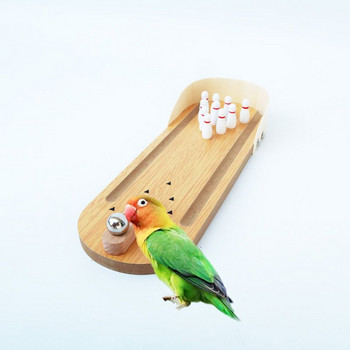 Parrot Bird Toy Дървена мини настолна боулинг Parakeet Intelligence Training Game Education for Play Toys for Small Birds