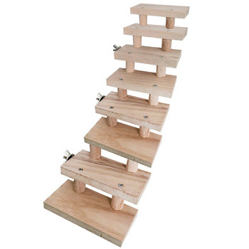 Παιχνίδια χάμστερ Parrot Natural Wooden Ladder Toys 3/4/5/6/7/8 Layer Climbing Stairs Αξεσουάρ κλουβιού κατοικίδιων ζώων για ινδικό χοιρίδιο Golden Bear