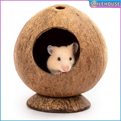 Coconut Hut Hamster House Bed: Gerbil Critter Cage Habitat Decor