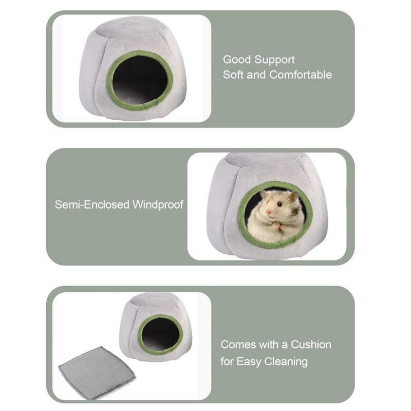 Cuib adormit de hamster | Peșteră confortabilă și ascunzătoare caldă | Cuib Cald pentru Animale Mici Lavabile Drăguț Peșteră Pat Călduț Pentru Animale Mici