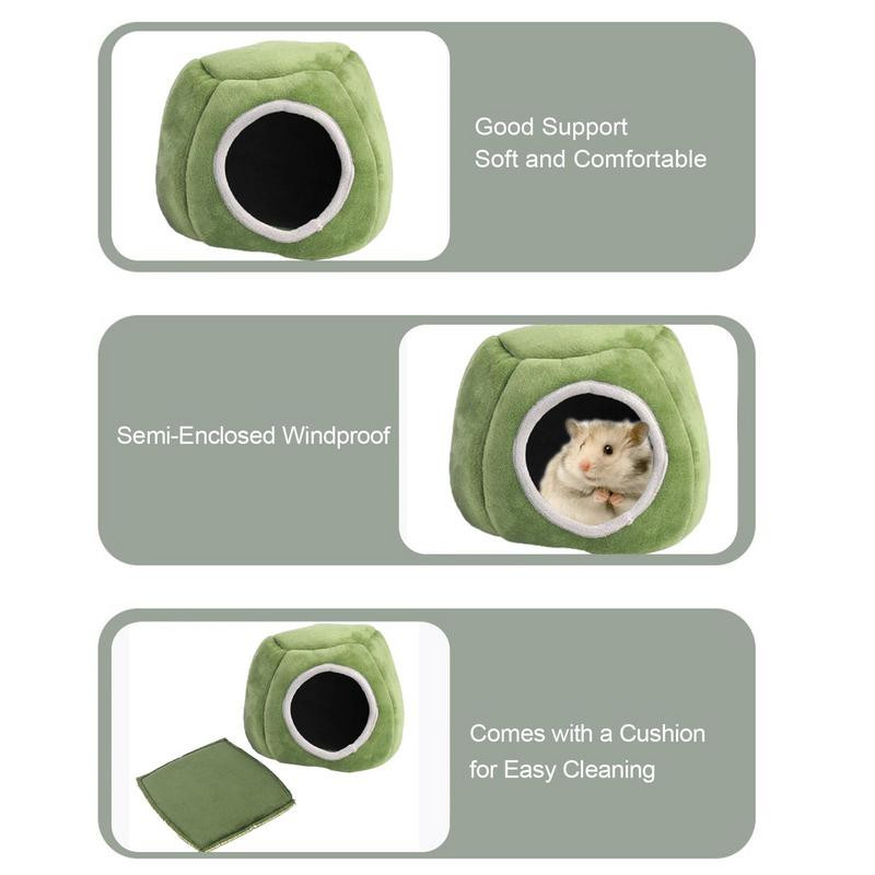 Cuib adormit de hamster | Peșteră confortabilă și ascunzătoare caldă | Cuib Cald pentru Animale Mici Lavabile Drăguț Peșteră Pat Călduț Pentru Animale Mici