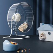 Caurspīdīgi kāmju skriešanas riteņi Vingrošanas ritenis ar metāla statīvu Kluss Gerbil Rat Pretslīdes plastmasas apakštase Viegli saliekams 16 24cm