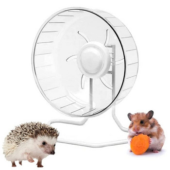 Clear Hamster Running Wheels Τροχός γυμναστικής με μεταλλική βάση Silent Gerbil Rat Αντιολισθητικό πλαστικό πιατάκι Εύκολη συναρμολόγηση 16 24cm