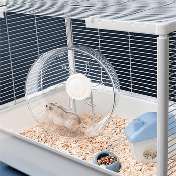 Clear Hamster Running Wheels Τροχός γυμναστικής με μεταλλική βάση Silent Gerbil Rat Αντιολισθητικό πλαστικό πιατάκι Εύκολη συναρμολόγηση 16 24cm