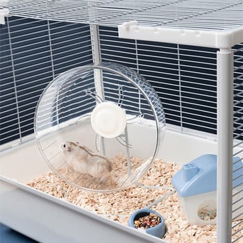 Clear Hamster Running Wheels Τροχός γυμναστικής με μεταλλική βάση Silent Gerbil Rat Αντιολισθητικό πλαστικό πιατάκι Εύκολη συναρμολόγηση 16 24cm